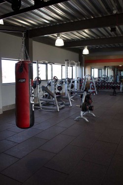 glo gym freeweights and punching bag area