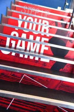 Glo gym vinyl wrapped stairs